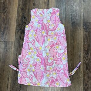 Lilly Pulitzer Girls Seahorse Shift Pink and White Floral Dress